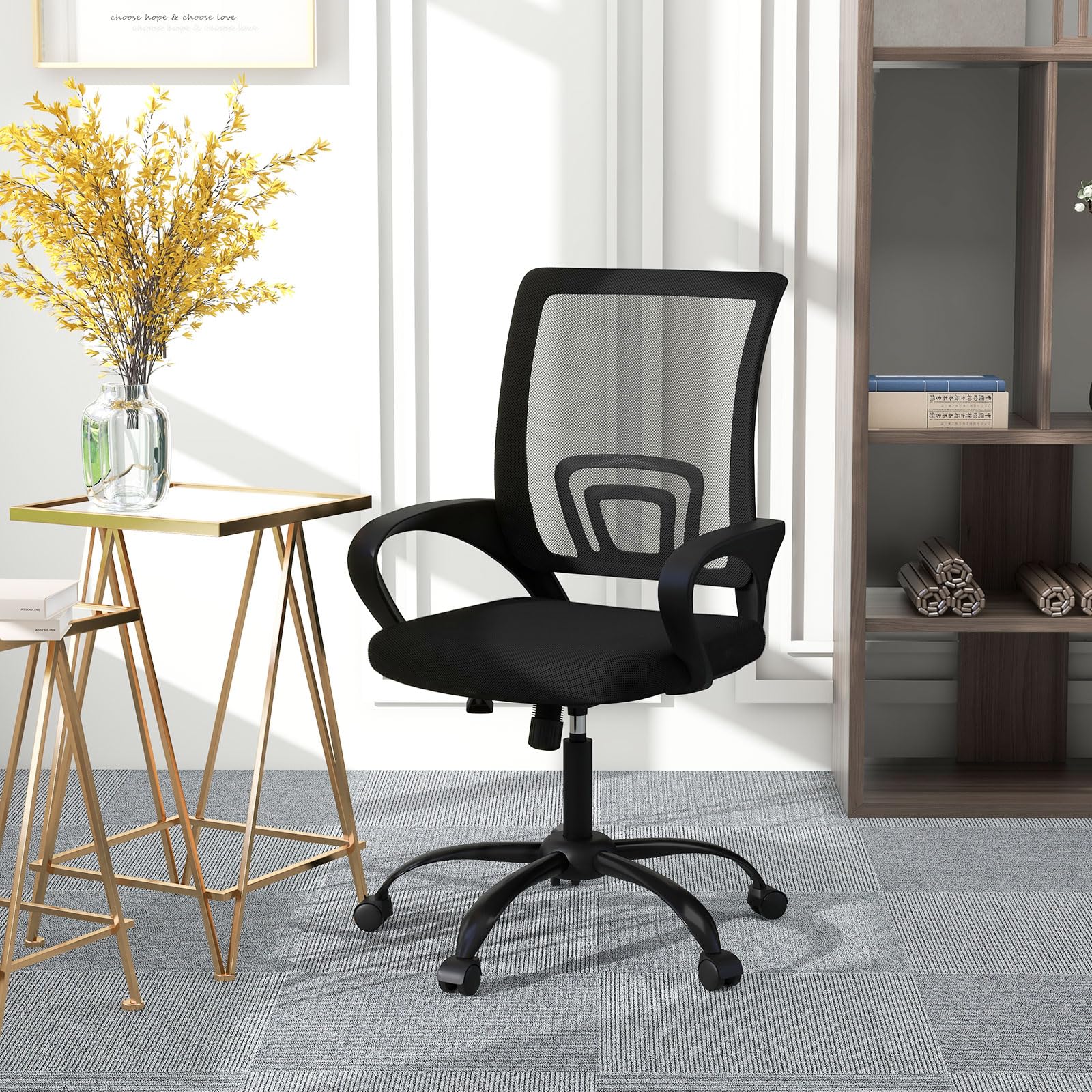 Bonzy Home Ergonomic Office Chairs Set of 2, Rolling Conference Room Chairs with Wheel, Mesh Computer Desk Chair with 360° Swivel, Height
