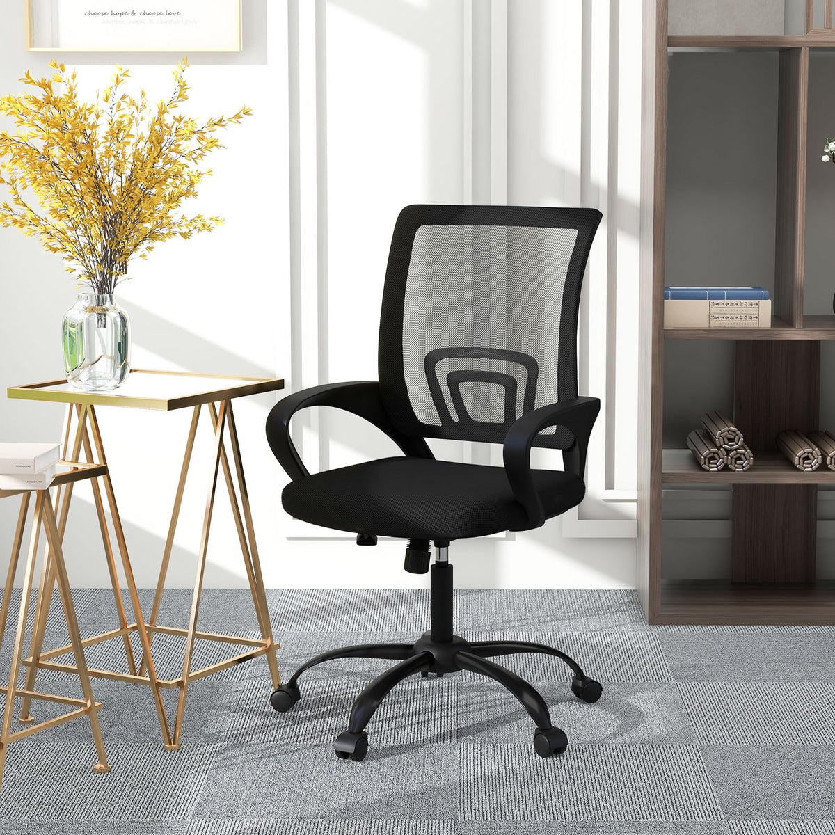 Bonzy Home Ergonomic Office Chairs Set of 6, Rolling Conference Chair with Wheels, Mesh Computer Desk Chair with 360°swivel, Height Adjustable,