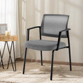 Dumos Stacking Arm Chairs 1 Pack, Mesh Office Guest Reception Chairs, Grey