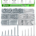 320Pcs Premium Hardware Nails & High Hardness Wood Screws Assortment Kit, 11 Sizes (1/2"-2"),Phillips Drive Flat Head, Wood Screws, Galvanized, Picture Hanging, Wood, Common Nails with Storage Box