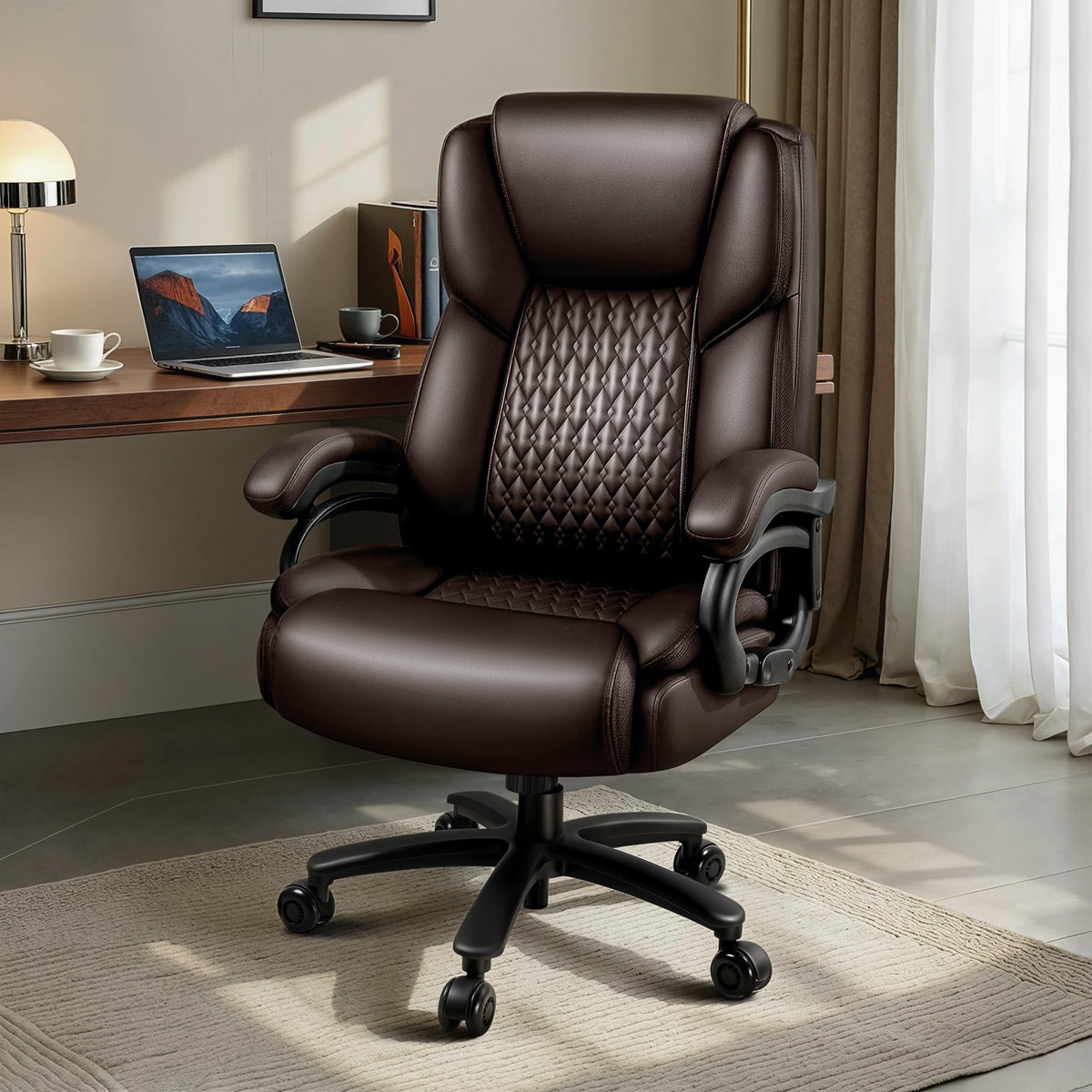 Vendorz X-large Office Chair 500 Lbs Capacity, Ergonomic Pu Leather Executive Chair with Lumbar Support & Quiet Rubber Wheels, Comfy Heavy Duty