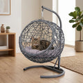 Cat Swing Bed with Stand & Cushion, Cat Egg Chair with Rattan Wicker Appearance, Indoor Hanging Swinging Cat Bed for Cats, Small Dogs, and Small Animals.Gray.