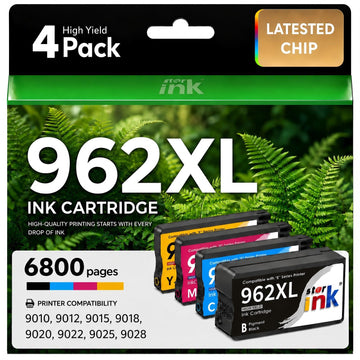 962XL Ink Cartridges Combo Pack High Yield Compatible with HP OfficeJet Pro 9010 9015 9018 9020 9025 9014 9016 9019 Printer, Replacement for HP 962 Ink Cartridges Black Cyan Magenta Yellow 4-Pack