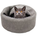 Winsterch Washable Cat Bed - Round Soft, Cozy & Warming for Indoor Cats. Calming Kitten Pet Bed. Small Pet Covered Cat Cave Beds (Gray,12.59 x 12.59 x 5.91 in)