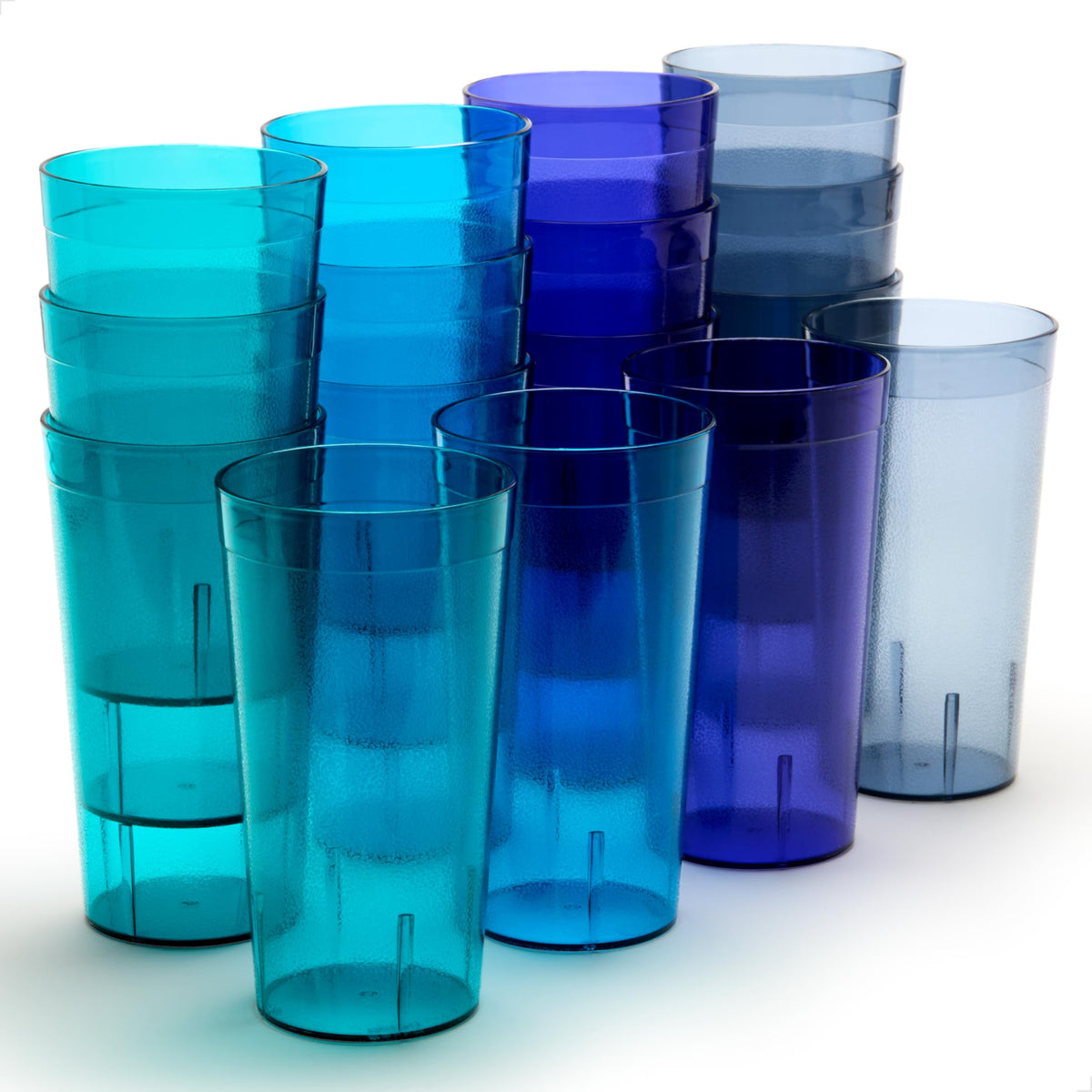Betta 20oz Pebbled Tumbler - Marine Set, 16 Count, Acrylic Drinking Glasses, BPA-Free, Shatterproof and Top Rack Dishwasher Safe Plastic Stackable Water Cups