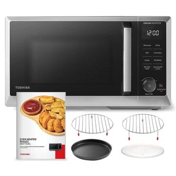 TOSHIBA 6-in-1 Inverter Countertop Microwave Oven Healthy Air Fryer Combo, MASTER Series, Air Fryer, Broil, Convection, Speedy Combi, Even Defrost, Sound On/Off 27 Auto Menu Stainless Steel (Renewed)