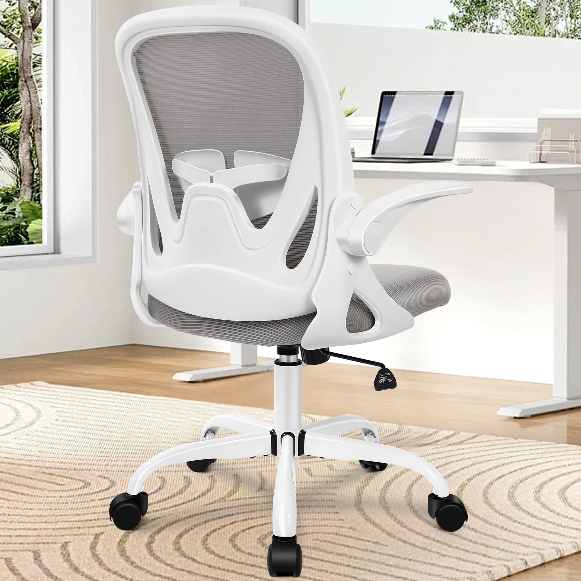 Primy Office Chair Ergonomic Desk Chair with Adjustable Lumbar Support and Height, Swivel Breathable Desk Mesh Computer Chair with Flip Up