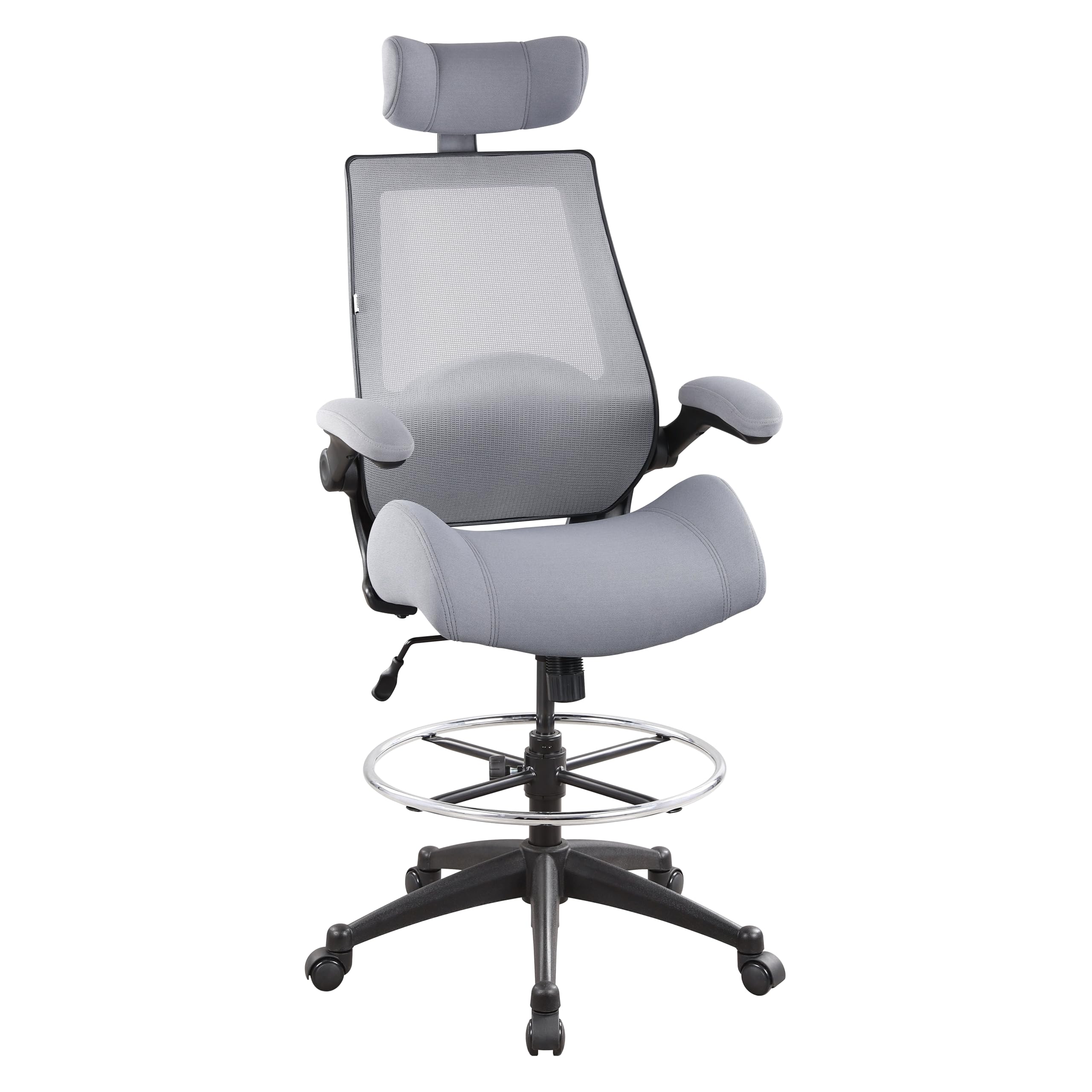 Boliss 400lbs High Back Drafting Chair with Adjustable Headrest, BLS-2818HD, Grey