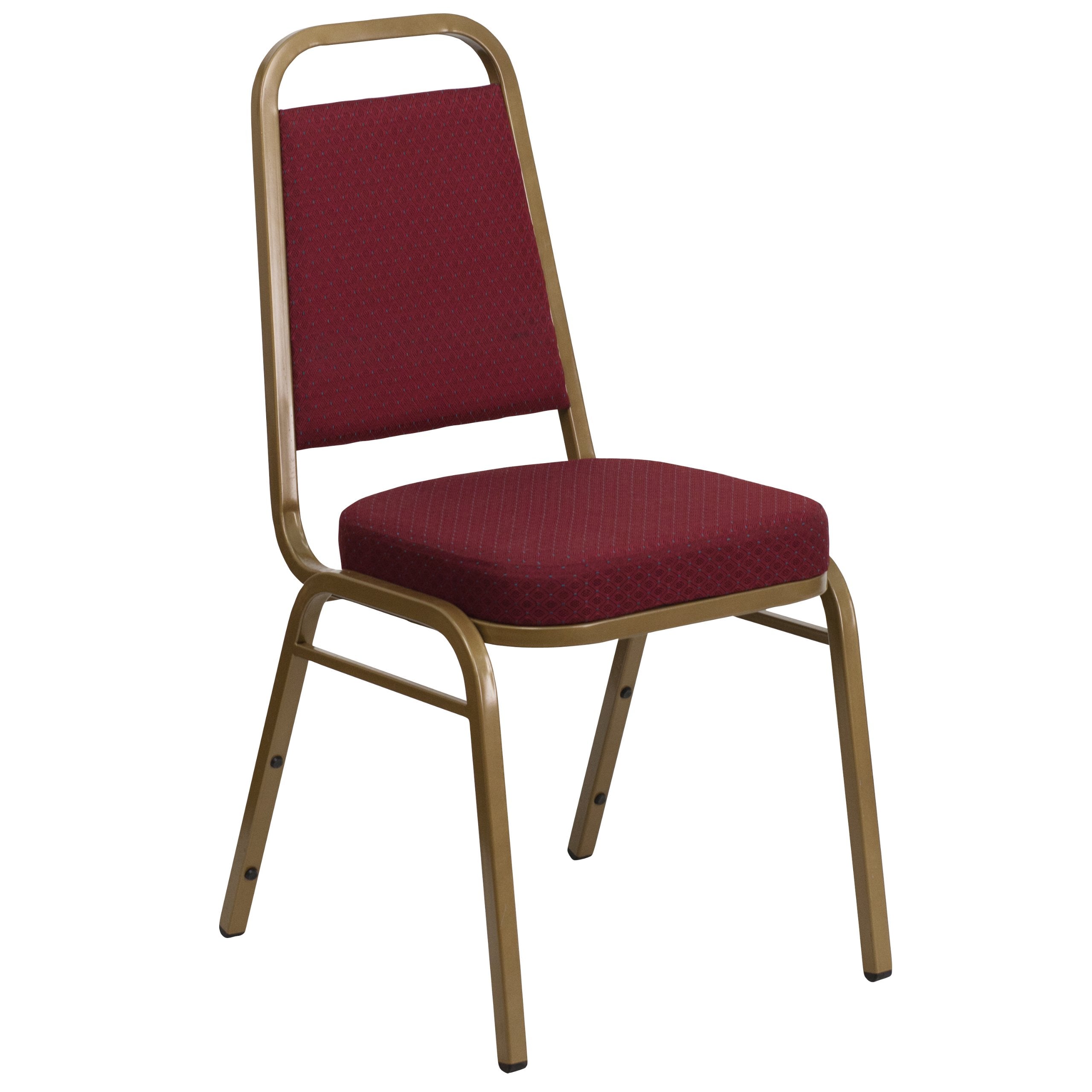 Flash Furniture Hercules Trapezoidal Back Stackable Banquet Chair, Burgundy, Set of 1, Burgundy Patterned Fabric/gold Frame