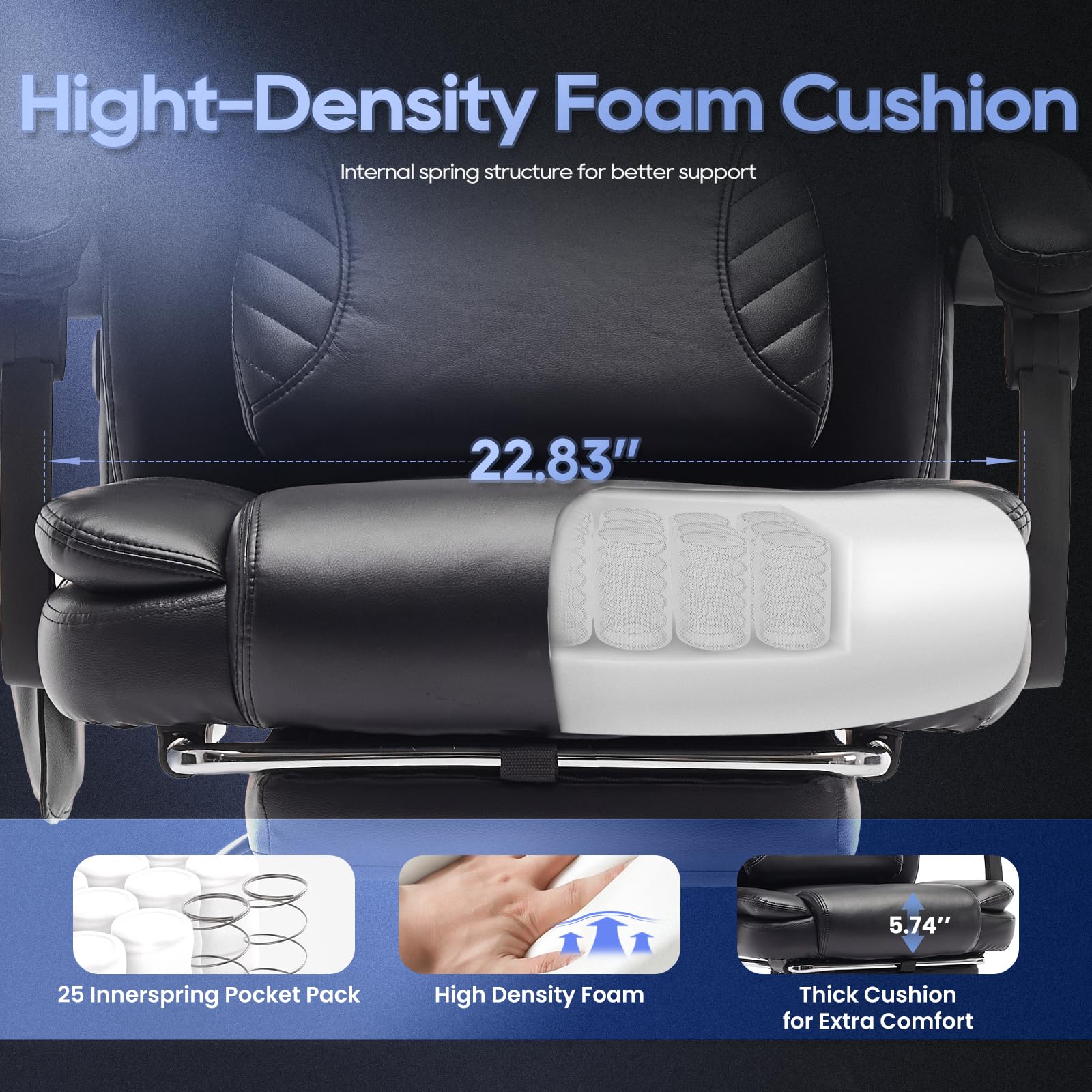 Smartue Massage Office Chair with Footrest, High Back Executive Chair, Ergonomic Desk Chair with Removable Pillow, 2 Lumbar Massage Points,
