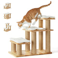 FUKUMARU Dog Stairs, Solid Wood Pet Stairs with Cat Scratching Post, Transformable Cat Ramp Can Hold Up to 200 lbs, 20 Inch Pet Steps for Dogs and Cats to Climb High Bed and Couch, Over 6 Combinations