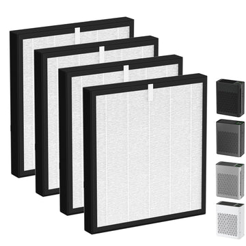 TZ-K2 Replacement Filter Compatible with ToLife Air Puri-Fier Filter TZ-K2-A, 3-in-1 H13 HEPA with Activated Carbon and Pre-Filter, 4 Pack