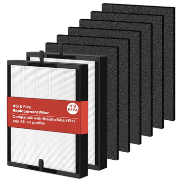45i Replacement Filter Compatible with Alen BreatheSmart Flex and 45i Air Filter, High-Efficiency Air Filter with Activated Carbon for Home, Replacement Part #B4-Pure/FL40, 2 He-pa+6 Carbon Filter