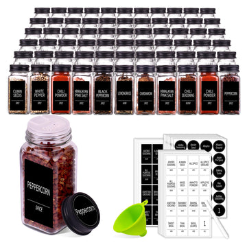 Churboro 66 Pack Glass Spice Jars with Labels, 4oz Spice Containers