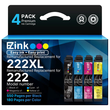 Remanufactured Replacement for 222XL Ink Cartridges Combo Pack Replacement for Epson 222 Ink Cartridges High Yield for Epson Workforce WF-2960 Expression XP-5200 Printer (4 Pack BCMY)