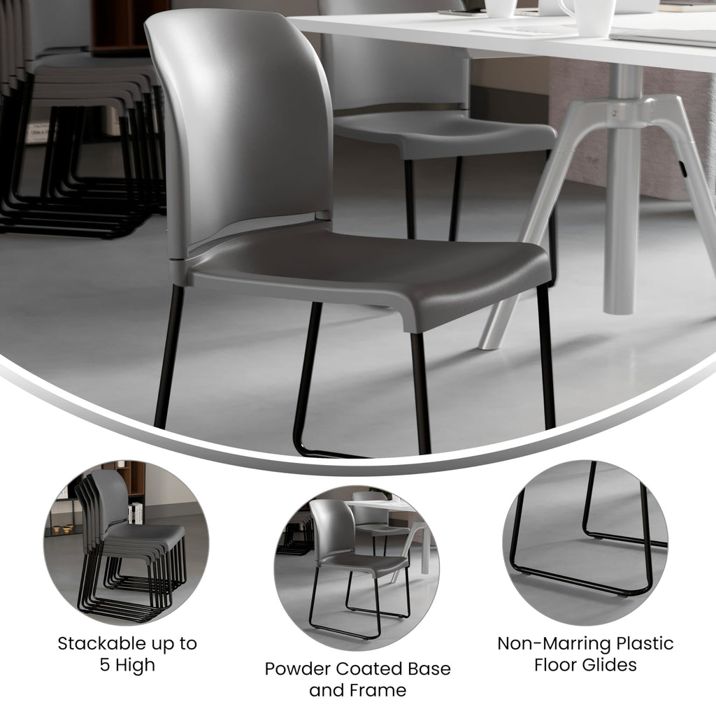 Flash Furniture Hercules Stack Chair, Black, Set of 1, Grey