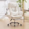 Big and Tall Cross Legged Office Chair with Flip Armrests and Foot Rest, oversized, Off-white