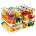 14 Pack Fridge Organizers and Storage - Refrigerator Organizer Bins with Lids, BPA-Free Fridge Organization, Fruit Storage Containers for Fridge, Vegetable, Food, Drinks, Cereals, Clear