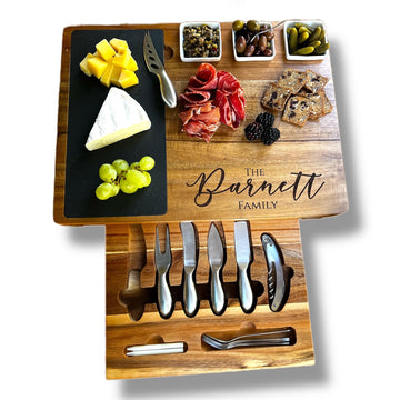Personalized Charcuterie Board Set/19pcs Cheese Board And Knife Set, Realtor Closing gift, Custom Charcuterie board, Wedding Gift