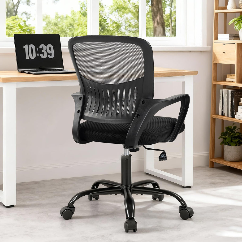 Sweetcrispy Home Office Managerial Executive Chair, Ergonomic Mesh Adjustable Swivel Mid-back Computer Desk Chair with Comfortable Lumbar