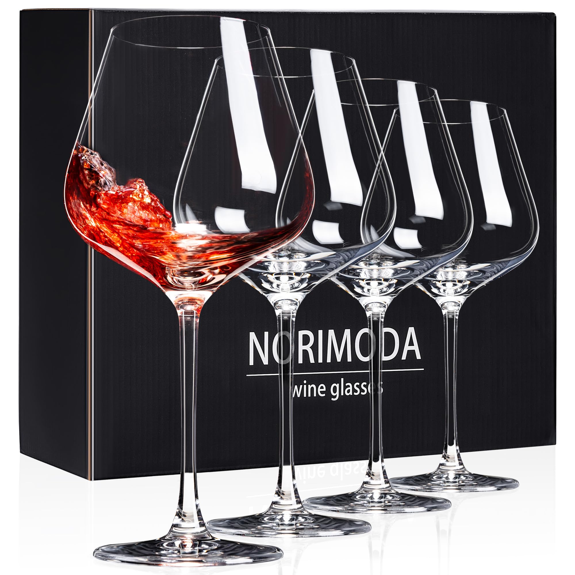 Wine Glasses Set of 4, 22oz Large Red Wine Glasses for Bordeaux & Burgundy, Lead-Free Glass with Stem, Gift for Him Her, Suitable for Home Bar, Hosting, Birthday, Wedding & Christmas