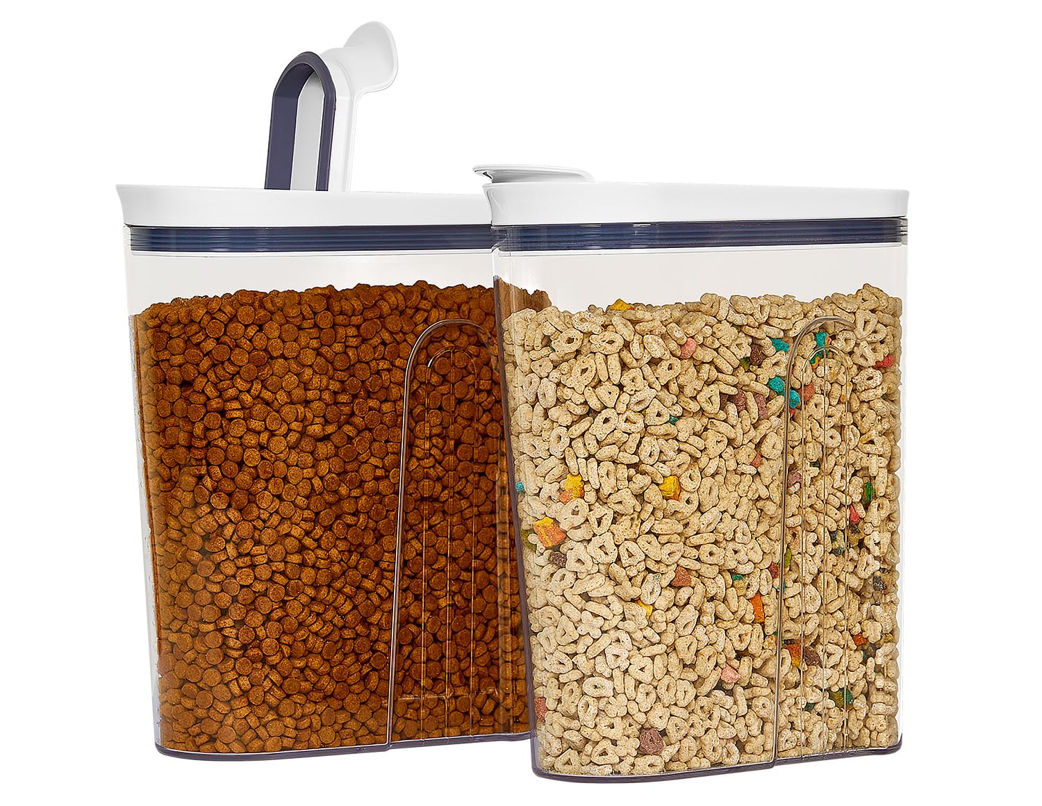 Felli Cereal Container Storage Airtight Holds 32 oz Family Size Breakfast Box with Flip Top Lid, Stackable Acrylic Dry Food Dispenser, Protein Granola Oats Grains, Crunch Keeper (Large 4.1Qt - 2pk)