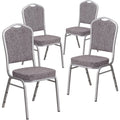 Flash Furniture Hercules Crown Back Stackable Banquet Chair, Silver, 4-pack, Set of 4, Herringbone Fabric/silver Frame