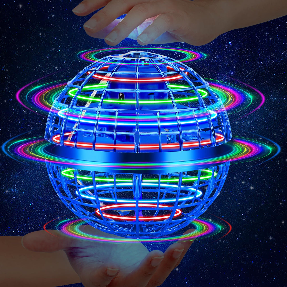 Vantexi Flying Orb Ball Toy,2026 Upgraded Parachute with LED Light,Magic Hand Controlled Gravity Ball,Cosmic Globe Boomerang,Cool Christmas Birthday Gift for 6 7 8 9 10+ Year Old Boys Girls Teens-Navy