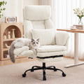 Fivewillowise Big and Tall Executive Office Chair with Foot Rest,reclining, 32"W*28"D*48"H, Teddy White