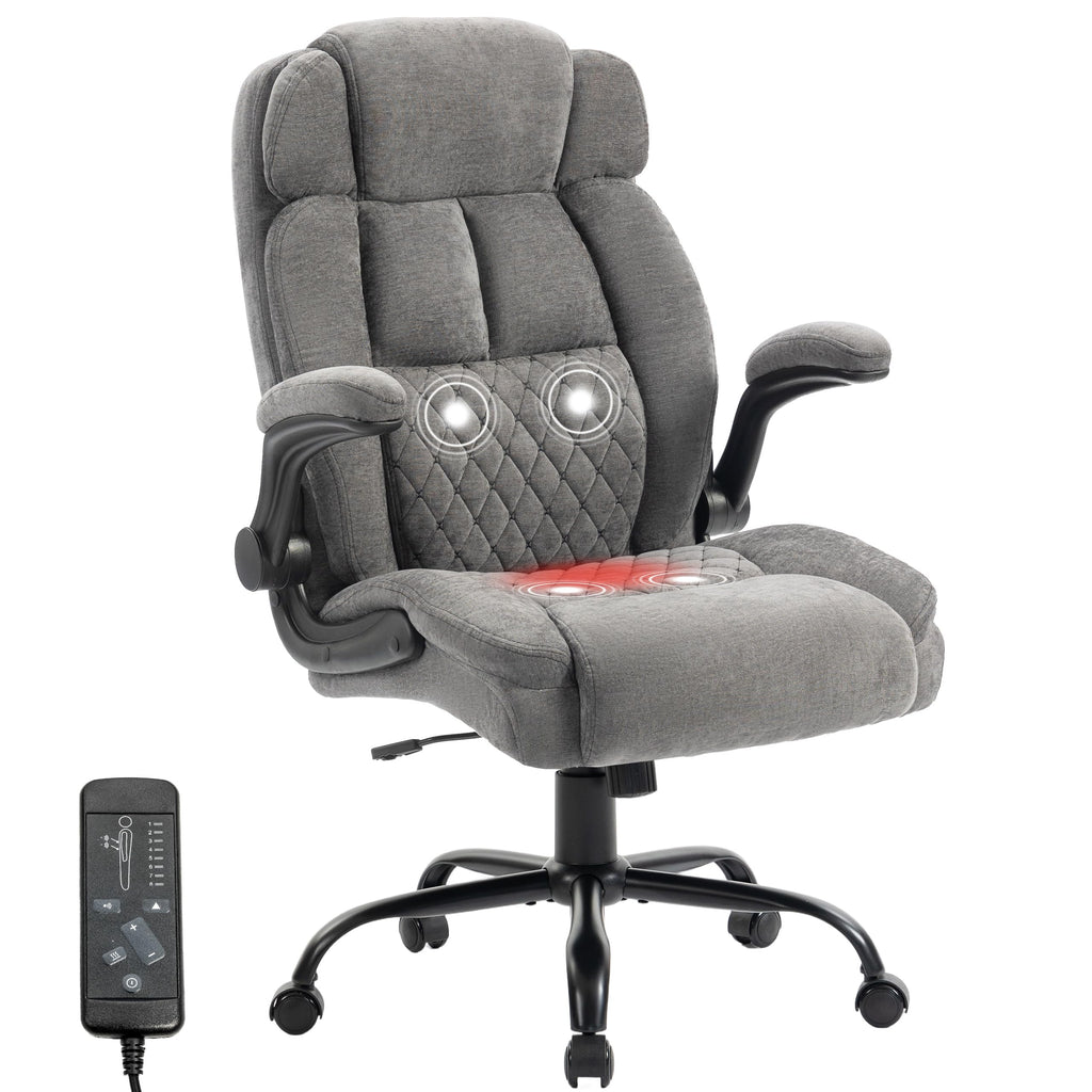 Massage Office Chair, 500lbs Ergonomic Rocking Executive Desk Chairs with 4 Points Vibration&heat,padded Flip-up Armrests for Big and Tall