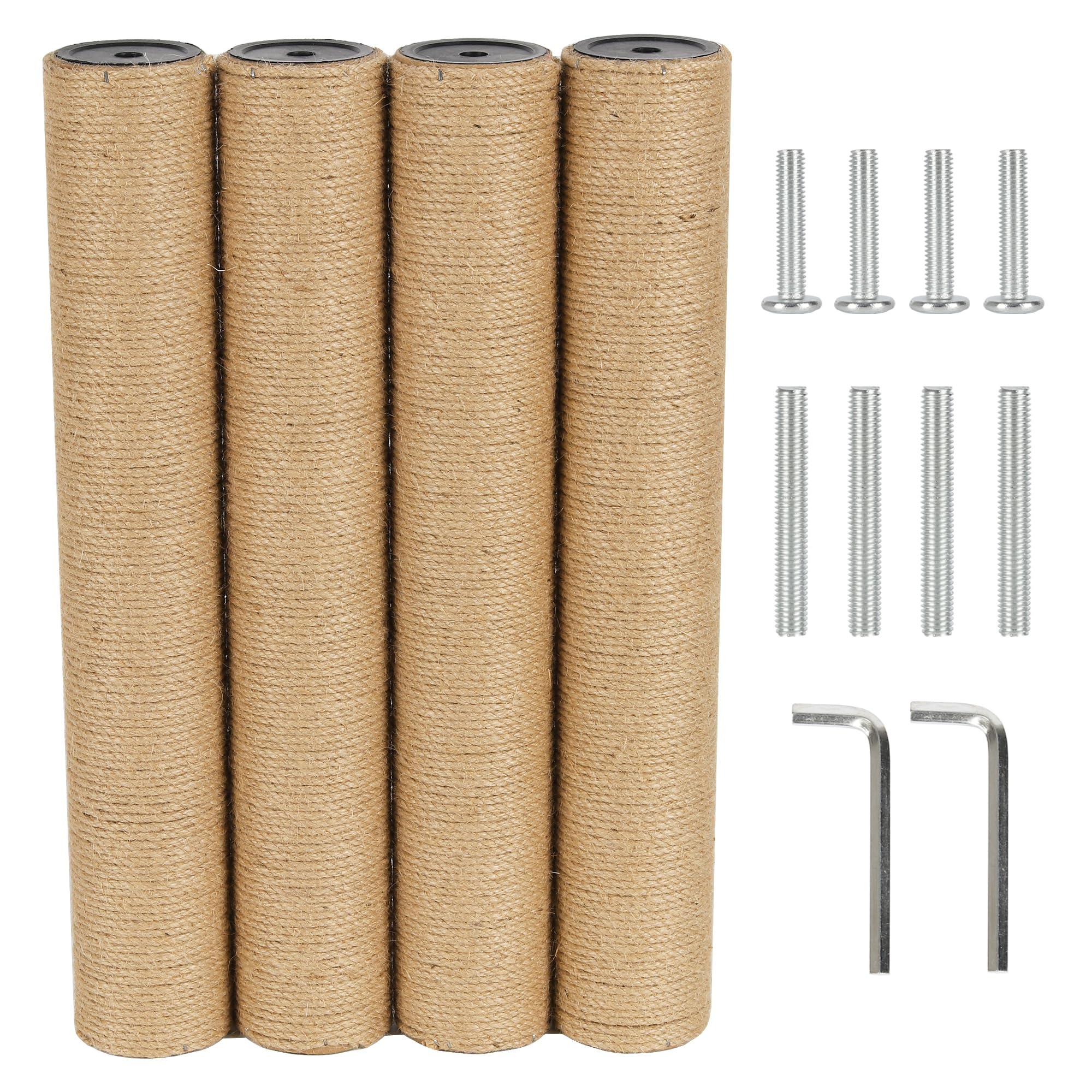 4 Pcs 7.3cm 2.9in Diameter Cat Tree Scratching Post Replacement Parts Jute Pole (45cm/17.72in, M8)