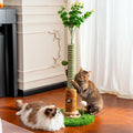 Cat Scratching Post 39'' Tall with Interactive Ball & Mouse Hole for Indoor Adult Cats, Sisal Rope Cat Tree Tower, Kitty Scratcher Furniture with Artificial Grass Tree for Kittens Cat Toys