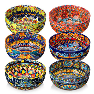 vancasso Cereal Bowls Set of 6, 28oz Porcelain Soup Bowls, Colorful