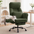 Fivewillowise Big and Tall Executive Office Chair with Foot Rest,reclining, 32"W*28"D*48"H, Teddy Green