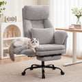 Fivewillowise Big and Tall Executive Office Chair with Foot Rest,reclining, 32"W*28"D*48"H, Teddy Light Grey