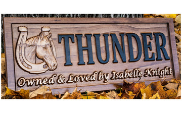 Custom Wood Carved Horse Stall Ranch Name Sign | Rustic Barn Farm Decor
