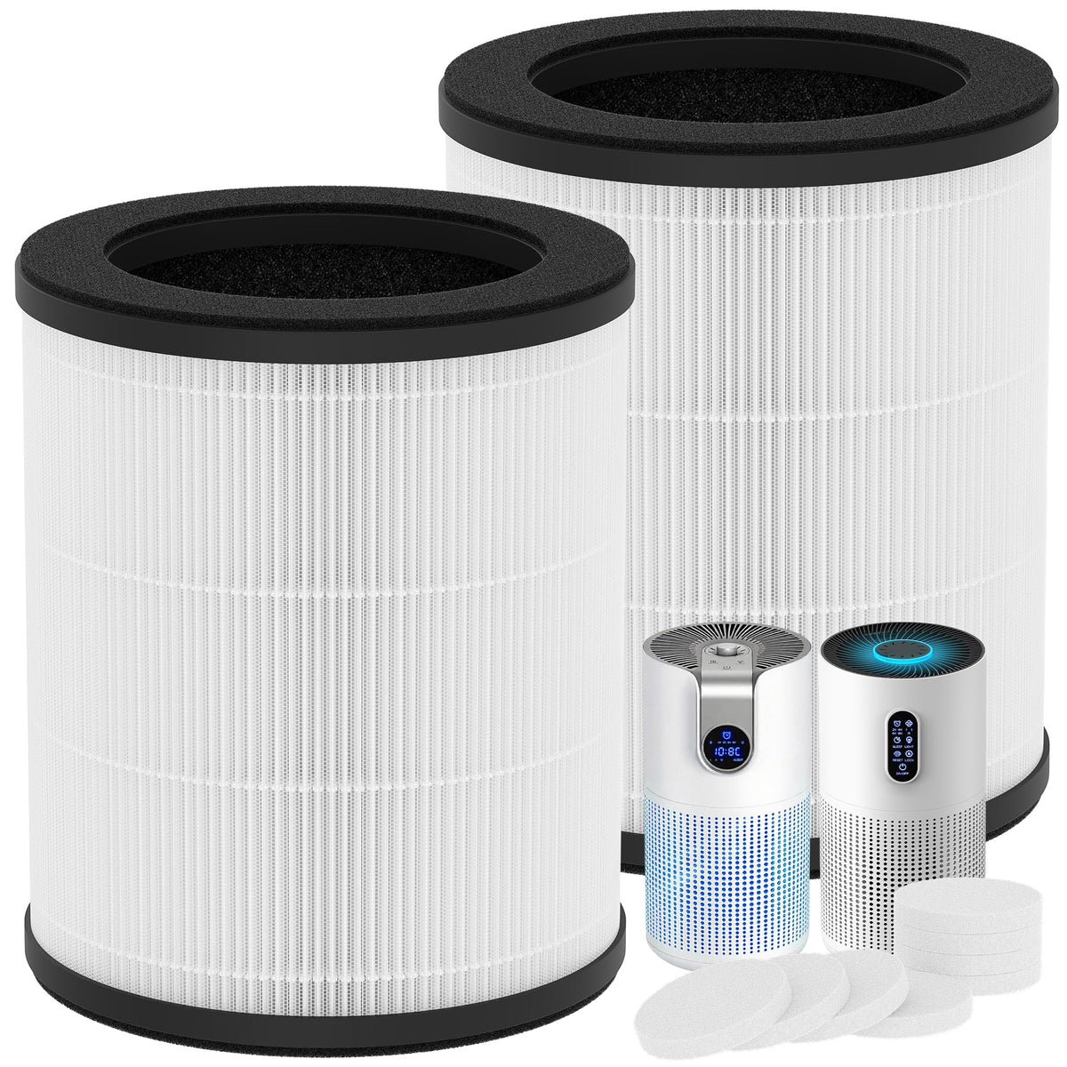 2-Pack B-D03 Replacement Filter Compatible with MOOKA B-D03 and M03 Air Purifiers, 3-in-1 Air Filter, with Aromatherapy Tablets