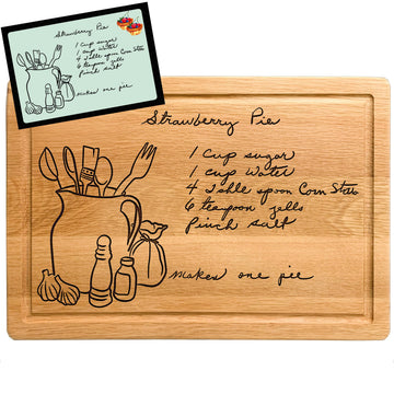 Engraved Handwritten Recipe Cutting Board, Gifts For Mom, Grandma and Mother In Law, Kitchen Gift with Custom Logo & Image for Birthday, Christmas, Retirement, Sentimental and Mother's Day