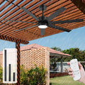 All Weather Wet-Rated Outdoor Ceiling Fan with Lights Waterproof for Patio, 56 Inch High CFM Black Outdoor Fan with UV Coating 7 Blades for Large Exterior indoor Gazebo Terraces, Porch, Commercial
