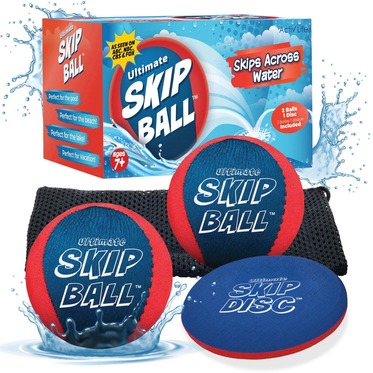 Activ Life The Ultimate Water Skip Balls, Water Bouncing Ball for Swimming Pool, Beach Toys for Friends, Family, Kids and Adults