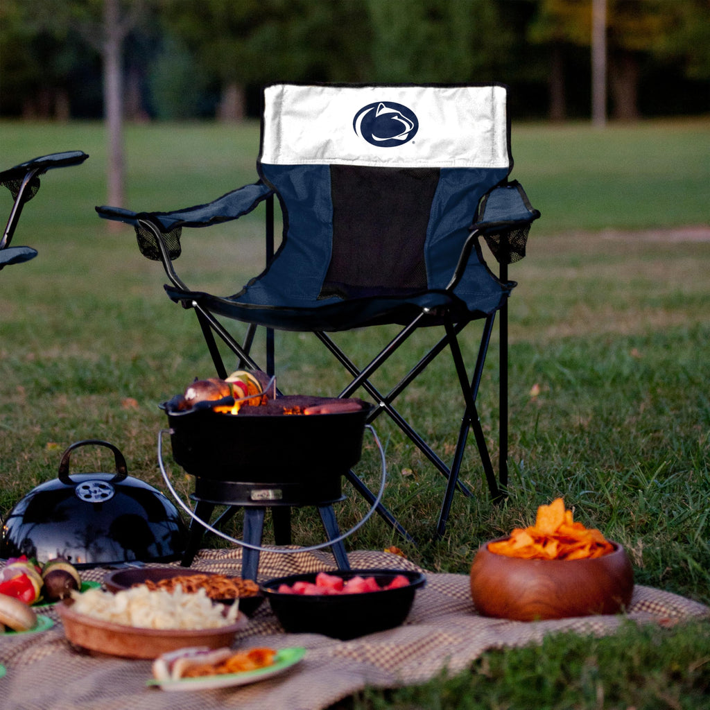Logo Brands Ncaa Penn State Nittany Lions Elite Portable Chair - Premium Outdoor Chair with Cup Holder, Powder-coated Steel Frame, Lightweight