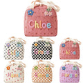 Personalized Corduroy Lunch Bag – Customizable with a name; insulated, leak-proof, & reusable; suitable for work, the office, and picnics; a high-capacity, lightweight, and foldable lunch tote.