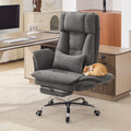 Big and Tall Office Chair, Footrest & Flip Armrest for Pets, Light Grey, Chenille