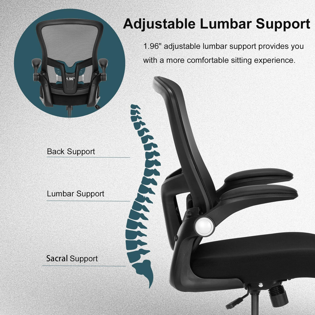Luckyear Ergonomic Drafting Chair – Tall Office Chair for Standing Desk, Adjustable Height Mesh Chair with Footrest and Flip-up Arms, Counter