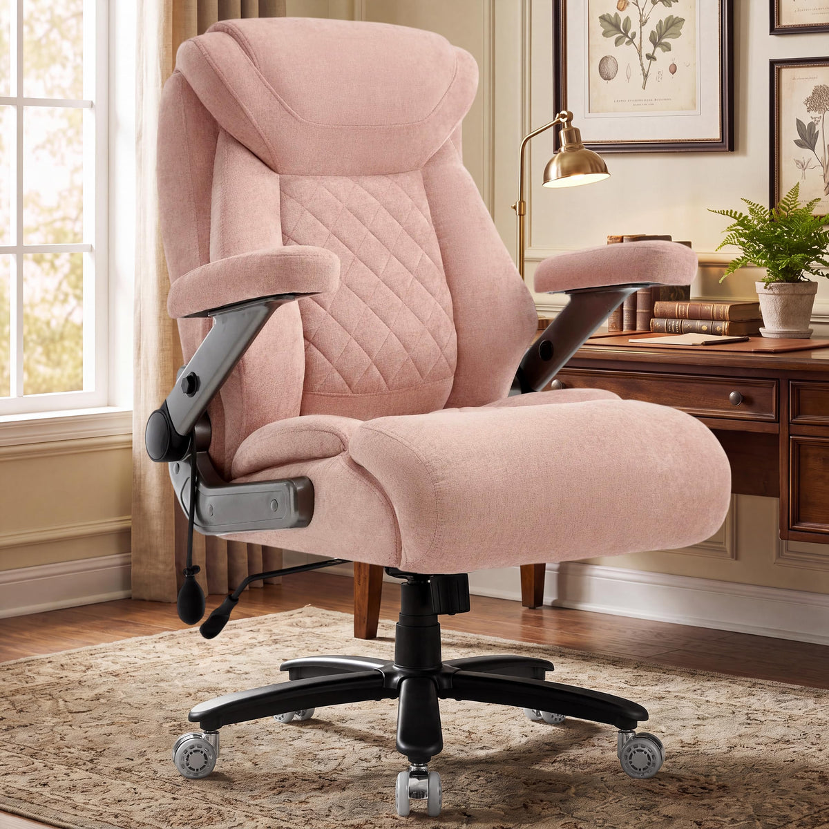 600lbs Large Big and Tall Office Chair, Heavy Duty Wide Ergonomic Gaming Office Chair with 5d Flip Arms, Comfy Fabric Executive Office Desk