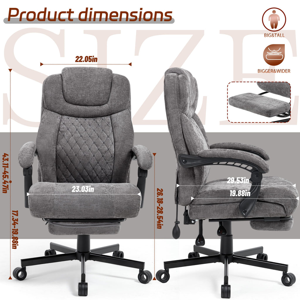 Massage Office Chair, 500lbs Ergonomic Rocking Executive Desk Chairs with 4 Points Vibration&heat,padded Flip-up Armrests for Big and Tall