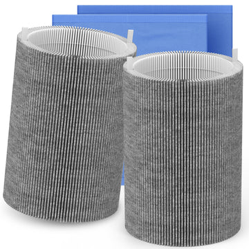 2 Packs Upgraded 411 Mix HEPA Carbon Replacement Filter Compatible with Blue Pure 411, 411+, 411 Auto & Mini Air Cleaner Purifier with 2pcs Outer Cloth Pre-Filter Cover