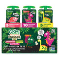 GoGo squeeZ No Sugar Added Fruit & veggieZ Applesauce and Puree Variety Pack, Jurassic Pear, Roarrrr Berry & Prehistoric Peach, 3.2 oz Pouches (Pack of 20), Fruit Snacks for Kids, Gluten Free, Nut Free, Recloseable Cap, BPA Free