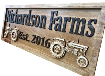Custom Wooden Farm Family Name Sign, Tractor Decor, Farmer Gift