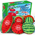 Billeeit 5Pcs Water Skipping Balls for Pool, Beach, Lake, River, Ocean Play, Floating TPR Bouncing Ball for Kids 3+ and Adults with 1 Football, 2 Round Balls, 2 Discs and Mesh Bag (Watermelon Theme)